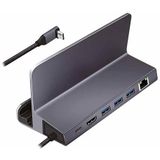 6-poorts USB 3.2 Gen1 dockingstation met USB PD (PowerDelivery 100W) van aluminium, houder voor tablets, smartphones en controllers