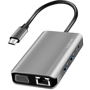 USB 3.2 Gen 1 dockingstation 7-poort, met USB-C-aansluiting en PD (PowerDelivery), UHD-4K resolutie, RJ45 Gigabit netwerk