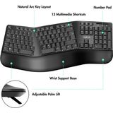 LogiLink - Ergonomische Draadloze Toetsenbord-Muisset - Zwart - Ergonomisch Ontwerp - 13 Multimedia-Toetsen