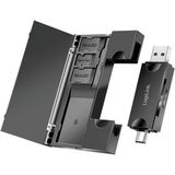 Geheugenadapter - USB-A en USB-C - Zwart - Voor SD/microSD-kaarten