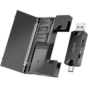 Geheugenadapter - USB-A en USB-C - Zwart - Voor SD/microSD-kaarten