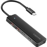 LogiLink - UA0412 - Docking Station - Zwart - USB-C - 4 Poorten