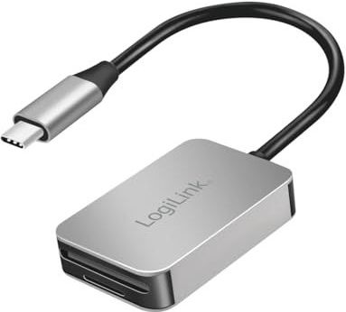 LogiLink CR0050 Dubbele kaartlezer, USB-C 3.2 Gen1 voor SD, SDHC, SDXC, microSD, SDHC, SDXC, MMC en RS MMC kaarten tot 1 TB, aluminium
