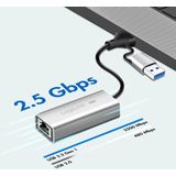 LogiLink UA0422 - USB naar RJ45 Netwerkadapter - 2,5G - Compatibel met Thunderbolt 3/4