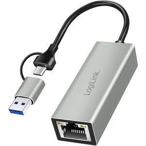 Netwerkkaart - Gigabit - USB-C/USB-A - Zwart - Compatibel met Meerdere Besturingssystemen