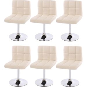 Set van 6 eetkamerstoelen Bureaustoel Stoel Kavala kunstleer chroom ~ crème