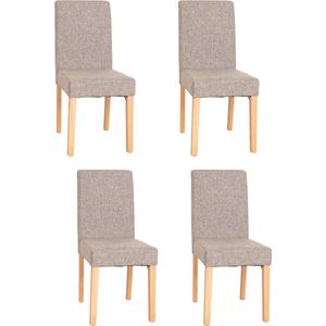 Set van 4 eetkamerstoelen Keukenstoel Littau ~ textiel, grijs, lichte poten