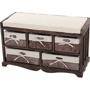 Kommode und Sitzbank mit 5 Schubladen, 45x77x36cm, Shabby-Look, Shabby Vintage ~ braun