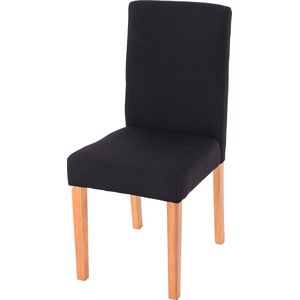 Set van 6 eetkamerstoelen Keukenstoel Littau ~ textiel, zwart, lichtgekleurde poten