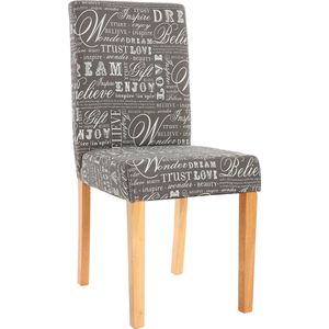 Set van 2 eetkamerstoelen Keukenstoel Littau ~ textiel met letters, grijs, lichte poten