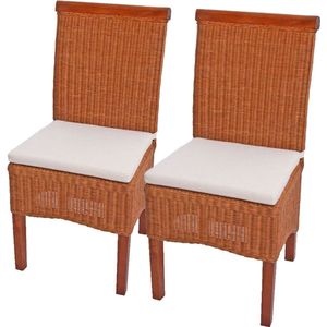 Set van 2 eetkamerstoelen Rieten stoel Stoel M42, rotan ~ met zitkussen