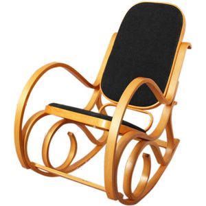Schommelstoel M41, draaifauteuil TV-fauteuil, massief hout ~ eiken look, kunstleer zwart