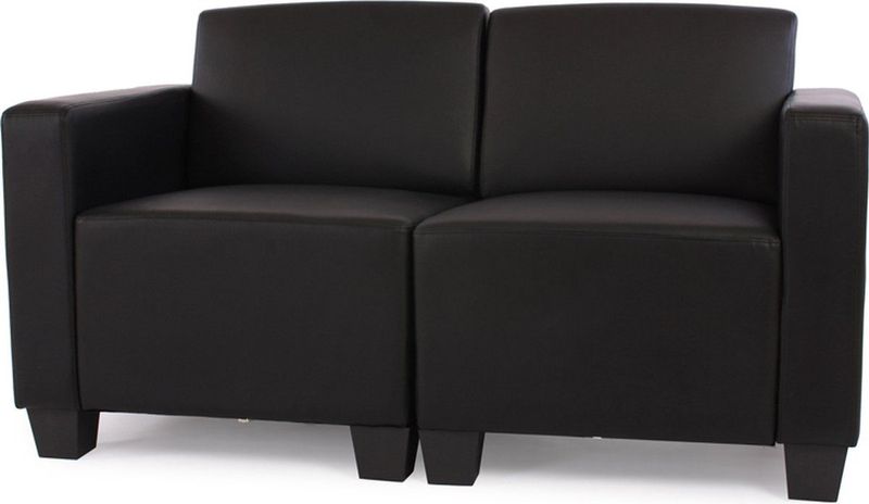 Modular 2-Sitzer Sofa Couch Moncalieri, Kunstleder ~ schwarz