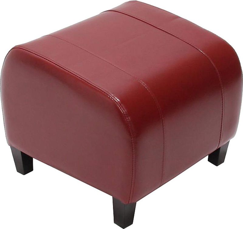 Hocker Sitzwürfel Sitzhocker Aversa, Leder + Kunstleder, 37x45x47 cm MVG-zertifiziert ~ rot