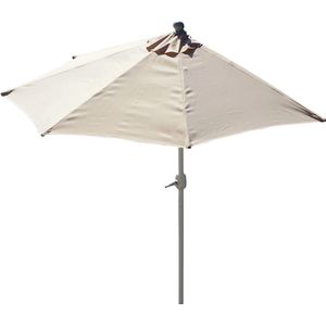 Parla halfronde parasol, balkonparasol, UV 50+ polyester/aluminium 3kg ~ 270cm crème zonder voet