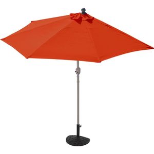 Parasol halfrond Parla, halfparasol balkonparasol, UV 50+ polyester/aluminium 3kg ~ 270cm terracotta met voet