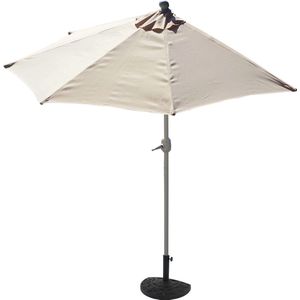 Parla halfronde parasol, balkonparasol, UV 50+ polyester/aluminium 3kg ~ 300cm crème met voet