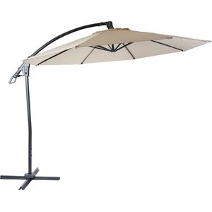 Luxe zweefparasol MCW-D14, parasol, rond Ø 3m polyester aluminium/staal 14kg ~ crème-wit zonder voet