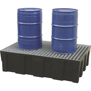 CEMO PE-opvangbak voor vaten van 200 l, bodem-/pallet-opvangbak, opvangvolume 224 l, met verzinkt stalen rooster