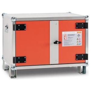 CEMO Veilige acculaadkast BASIC, met voeten, hoogte 620 mm, 230 V, oranje/grijs