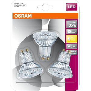 OSRAM 3-pack LED lampen - GU10 - 2,6W - 230lm - 2700K warm wit - 36 graden
