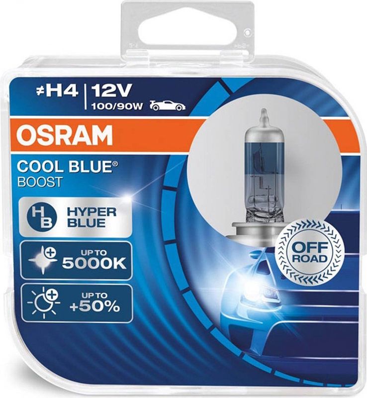 Osram Halogeenlamp H4 12V 90/100W - Wit/IJsblauw 5000K Intens - Cool Blue Boost - Set 2 stuks