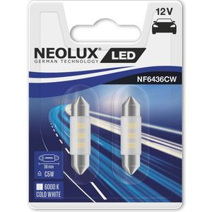 Neolux LED Retrofit 6000K - Festoon 36mm - 12V/0.5W - set &Agrave; 2 Stuks
