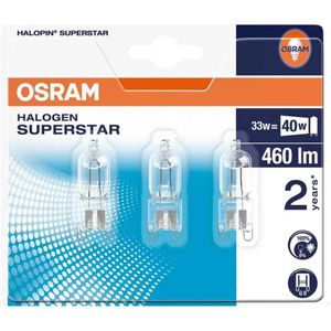 Osram - Eco Halogeen Halopin G9 - Dimbare Lamp - Warm Wit - 33W = 40W - 3 stuks