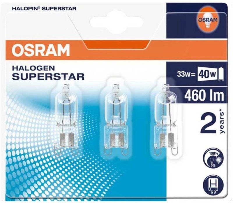 Osram - Eco Halogeen Halopin G9 - Dimbare Lamp - Warm Wit - 33W = 40W - 3 stuks