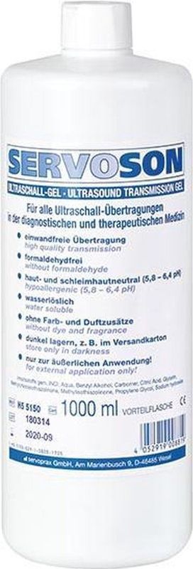Servoson Ultrasound gel 1000 ml dispenserfles
