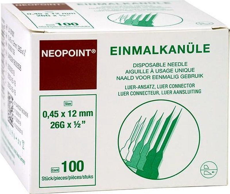 Neopoint - Injectienaalden - Bruin - 26G x 12 mm - 100 stuks