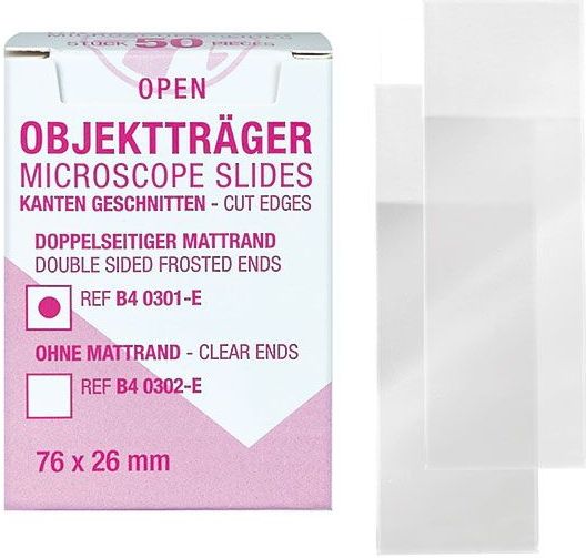 Objectglaasjes gesneden met matrand