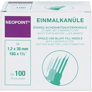 Neopoint Blunt Fill optreknaalden 18 G 38 mm x 1,2 mm paars zonder filter - 100 stuks