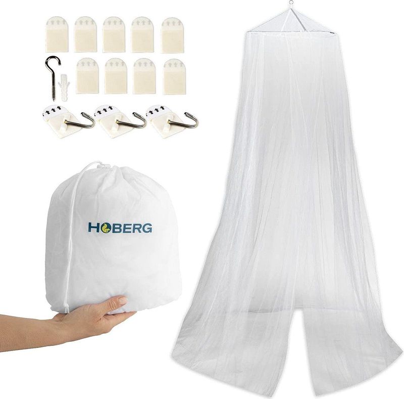 Hoberg - Insectenbaldakijn - Insectenwerend Net - Wit - Inclusief Bevestigingsmateriaal en Opbergzak