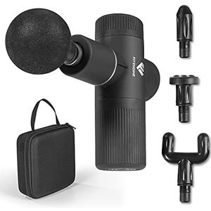 FitEngine Mini Massage Gun | 4 opzetstukken met 6 intensiteitsniveaus | massagepistool voor nek, kuiten, rugstrekker enz. voor gerichte spiermassage | incl. transportkoffer