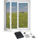 Hoberg Venster vliegennet met innovatieve magneetsluiting | Vliegennet kan individueel op maat worden gesneden tot 150 x 130 cm, zonder boren of schroeven | Bevestiging met 16 magneten [zwart]