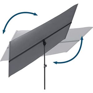 Hoberg Rechthoekige parasol, individueel verstelbaar, 360 graden draaibaar, ideaal als zon- en inkijkbescherming voor balkon en terras, met uv-bescherming 50 en aluminium frame, 130 x 180 cm, antraciet, 130 cm x 180 cm, Modern