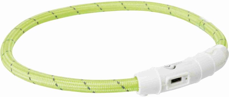 Trixie Flash Light Ring USB Illuminated Dog Safety Collar Green Size XS-S 7mm 35cm