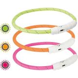 Trixie Flash Light Ring USB Illuminated Dog Safety Collar Orange Size M-L 7mm 45cm
