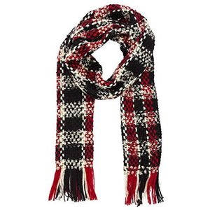 APART Fashion Dames Woven Check Shawl sjaal, meerkleurig (rood-zwart-offwhite), One Size