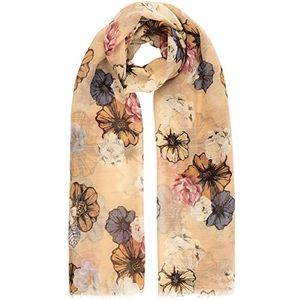 APART Fashion Écharpe pour femme avec fleurs, Beige- Multicolore, taille unique