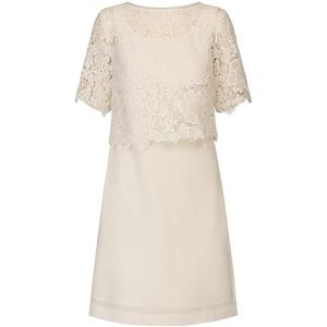 APART cocktailjurk met mouwloze etui-jurk en een kanten shirt, Crème, 40