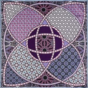 Roeckl Kaleidoskope Sjaal voor dames, 53 x 53 cm, Multi Pruim