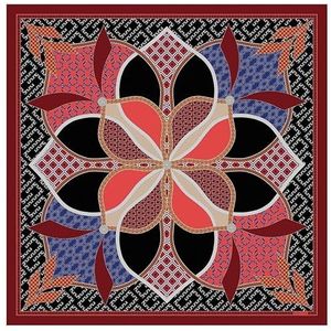 Roeckl Mandala bloem 53 x 53 doek dames, Zwart/Veelkleurig