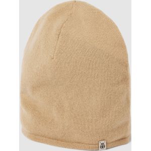 Beanie van kasjmier met labeldetail