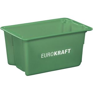 eurokraft pro Nestbare stapelbak van polypropyleen, geschikt voor levensmiddelen, inhoud 6 l, VE = 4 stuks, wanden en bodem dicht, groen