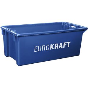 eurokraft pro Nestbare stapelbak van polypropyleen, geschikt voor levensmiddelen, inhoud 70 l, VE = 2 stuks, wanden en bodem dicht, blauw