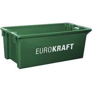 eurokraft pro Nestbare stapelbak van polypropyleen, geschikt voor levensmiddelen, inhoud 70 l, VE = 2 stuks, wanden en bodem dicht, groen