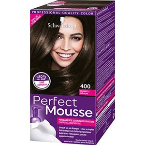 Schwarzkopf Perfect Mousse Permanente schuimkleuring, 400 donkerbruin, niveau 3, verpakking van 3 (3 x 93 ml)