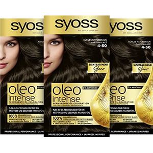 SYOSS Oleo Intense 3 stuks permanente haarverf 4-50 natuurlijk bruin fris met voedende olie en ammoniakvrij